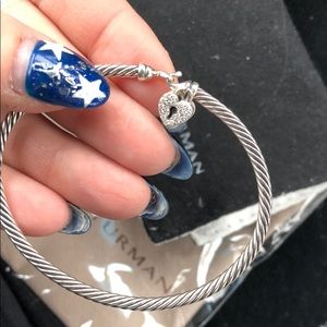 David Yurman Diamond Cable heart bracelet sz SMALL